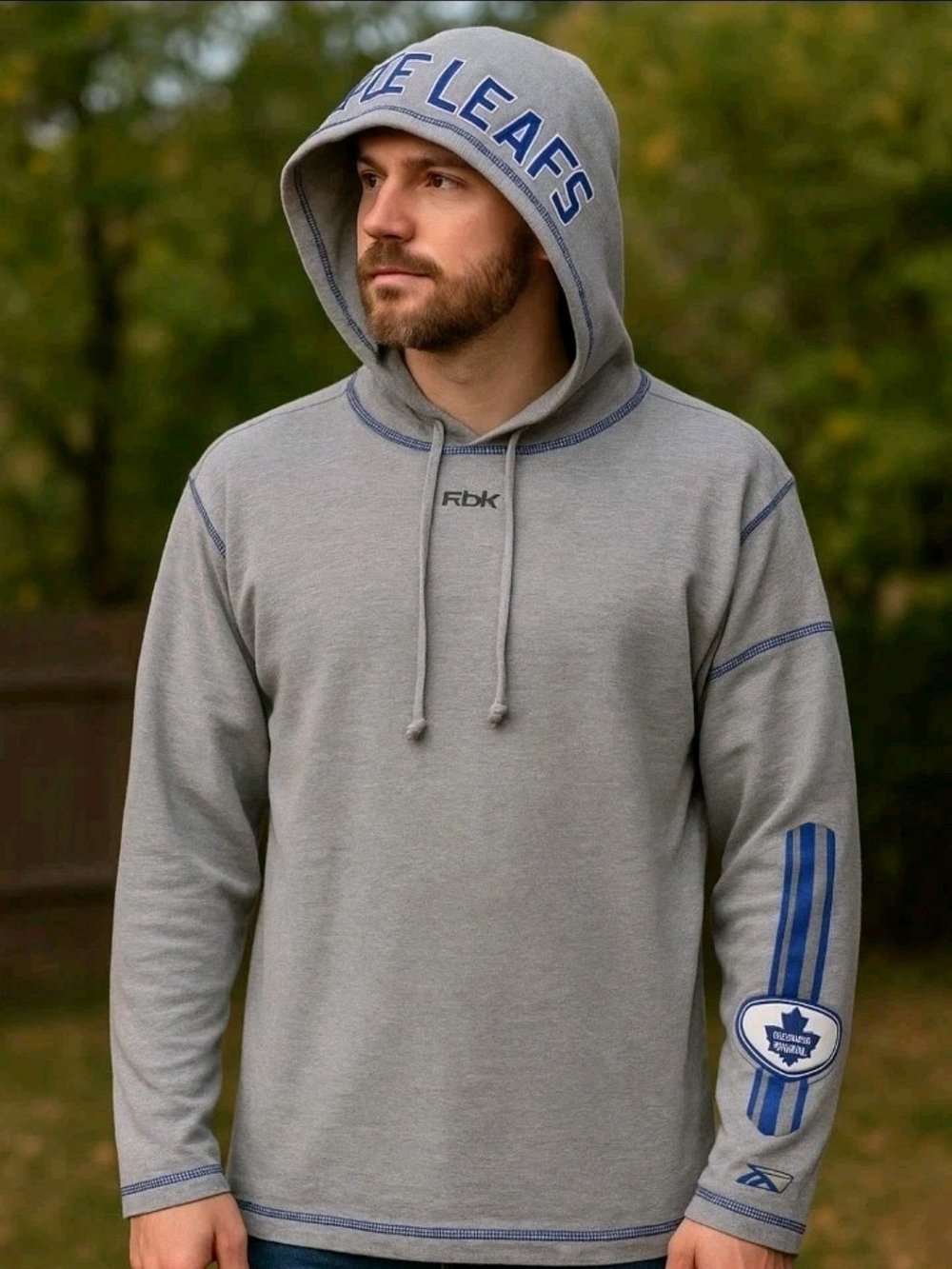 Reebok Grey Toronto Maple Leafs Hooded Long-Sleeve Shirt